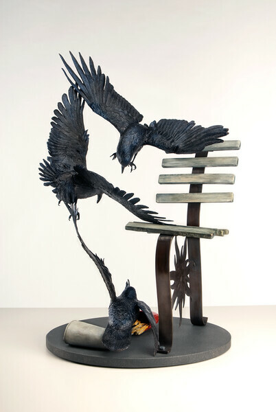 As the Crow Fries 3 | Brent Cooke | CastArt Studio | Bronze Sculpture
